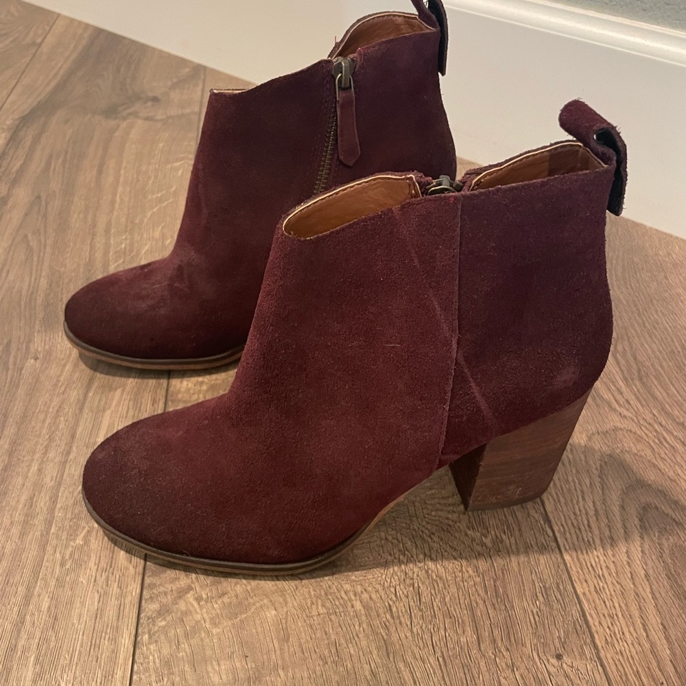 Suede booties in size 7.5 color brown.